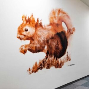 Wall print art animal mural on an office wall